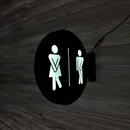 Luminoso em LED - Banheiro WC Dupla Face - Feminino Masculino - Luminária de Parede - Display Bar - 25x25cm - Fonte Bivolt