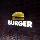 Kit Luminosos em LED - Burguer + Batata Frita + Hot Dog - Letreiro - Luminária de Parede - Fonte Bivolt