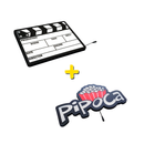 Kit Luminosos em LED - Cinema Lovers - Claquete + Pipoca - Luminária de Parede - Fonte Bivolt - 2 Peças