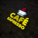 Luminoso em LED - Café Expresso - Luminária de Parede - Display Bar - 35x30cm - Fonte Bivolt
