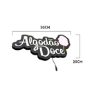 Luminoso em LED - Algodão Doce - Letreiro - Luminária de Parede - 50x20cm - Fonte Bivolt