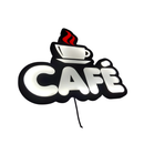 Luminoso em LED - Café - Luminária de Parede - Display Bar - 35x30cm - Fonte Bivolt
