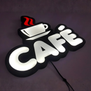 Luminoso em LED - Café - Luminária de Parede - Display Bar - 35x30cm - Fonte Bivolt