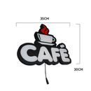 Luminoso em LED - Café - Luminária de Parede - Display Bar - 35x30cm - Fonte Bivolt